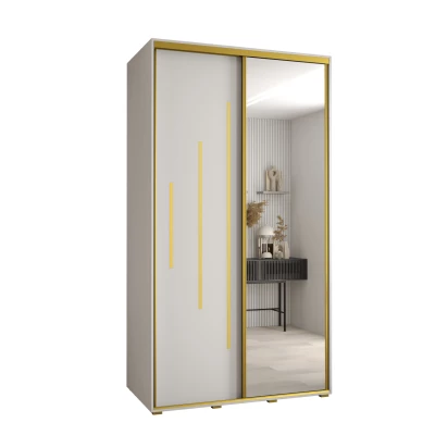 Šatní skříň YVONA 13 - 130/60 cm, bílá / zlatá