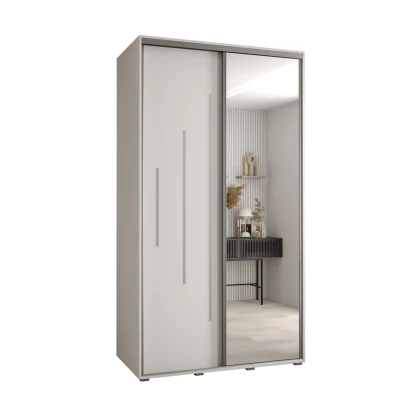 Šatní skříň YVONA 13 - 130/60 cm, bílá / stříbrná