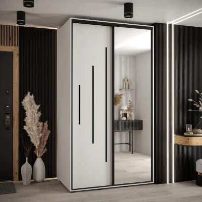 Šatní skříň YVONA 13 - 130/60 cm, bílá / černá