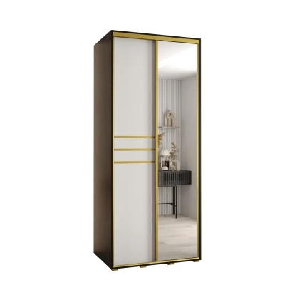 Šatní skříň YVONA 11 - 120/60 cm, černá / bílá / zlatá