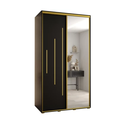 Šatní skříň YVONA 13 - 140/60 cm, černá / zlatá