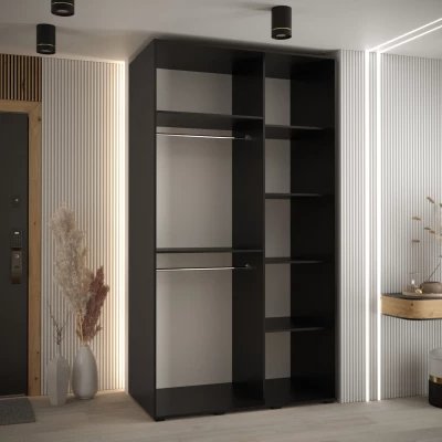 Šatní skříň YVONA 13 - 140/60 cm, černá / zlatá