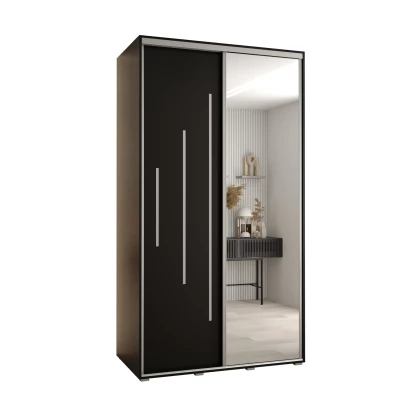 Šatní skříň YVONA 13 - 140/60 cm, černá / stříbrná