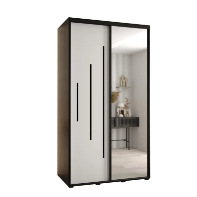 Šatní skříň YVONA 13 - 140/60 cm, černá / bílá / černá