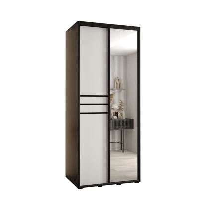 Šatní skříň YVONA 11 - 120/60 cm, černá / bílá / černá