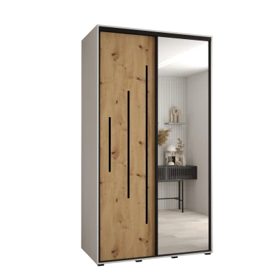 Šatní skříň YVONA 13 - 140/60 cm, bílá / dub artisan / černá