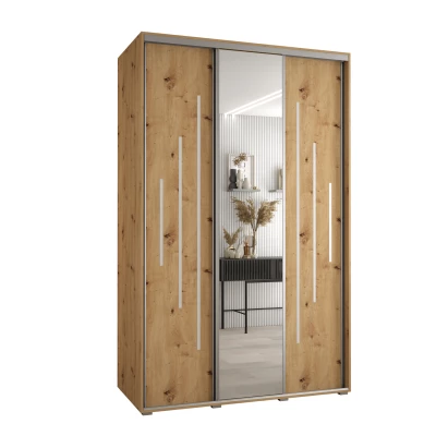Šatní skříň YVONA 13 - 150/60 cm, dub artisan / stříbrná