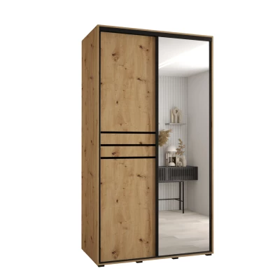 Šatní skříň YVONA 11 - 130/60 cm, dub artisan / černá