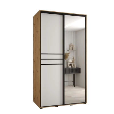 Šatní skříň YVONA 11 - 130/60 cm, dub artisan / bílá / černá