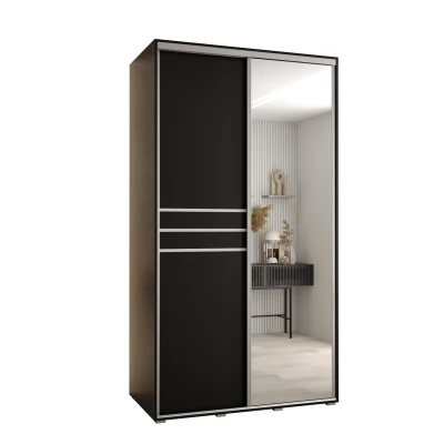 Šatní skříň YVONA 11 - 130/60 cm, černá / stříbrná