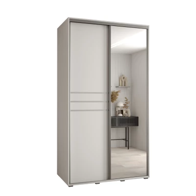 Šatní skříň YVONA 11 - 130/60 cm, bílá / stříbrná