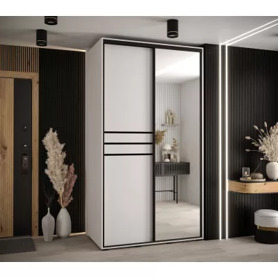 Šatní skříň YVONA 11 - 130/60 cm, bílá / černá