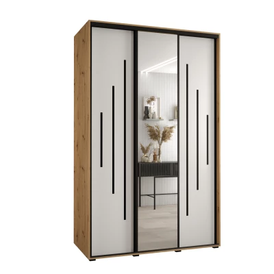 Šatní skříň YVONA 13 - 160/60 cm, dub artisan / bílá / černá