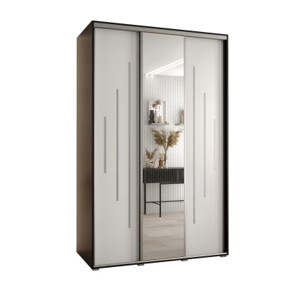 Šatní skříň YVONA 13 - 160/60 cm, černá / bílá / stříbrná