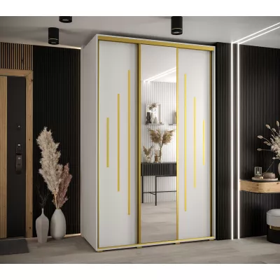 Šatní skříň YVONA 13 - 160/60 cm, bílá / zlatá