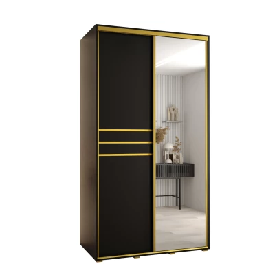 Šatní skříň YVONA 11 - 140/60 cm, černá / zlatá