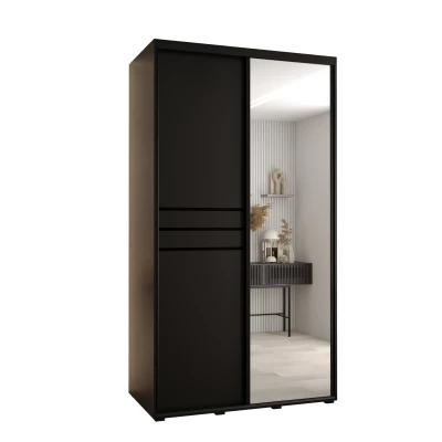 Šatní skříň YVONA 11 - 140/60 cm, černá / černá