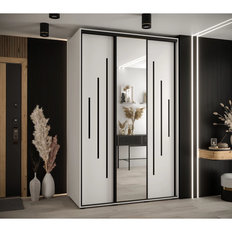 Šatní skříň YVONA 13 - 160/60 cm, bílá / černá