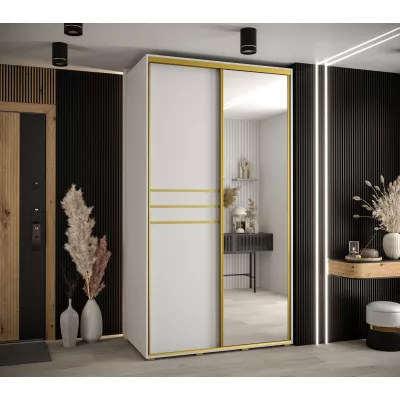 Šatní skříň YVONA 11 - 140/60 cm, bílá / zlatá