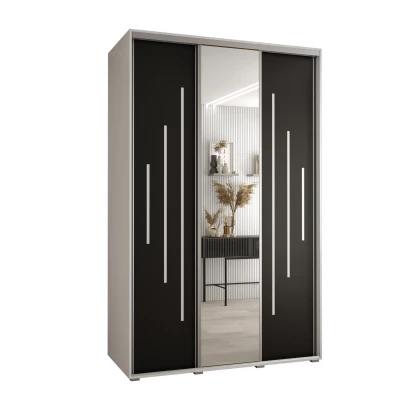 Šatní skříň YVONA 13 - 160/60 cm, bílá / černá / stříbrná