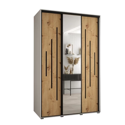 Šatní skříň YVONA 13 - 160/60 cm, bílá / dub artisan / černá