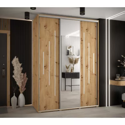 Šatní skříň YVONA 13 - 170/60 cm, dub artisan / stříbrná