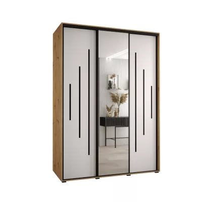 Šatní skříň YVONA 13 - 170/60 cm, dub artisan / bílá / černá