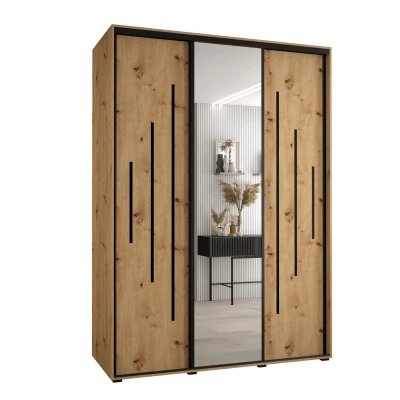 Šatní skříň YVONA 13 - 180/60 cm, dub artisan / černá