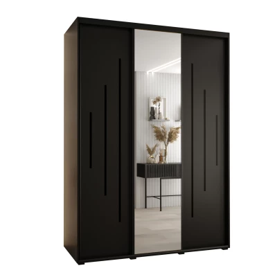 Šatní skříň YVONA 13 - 180/60 cm, černá / černá