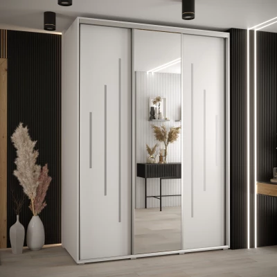 Šatní skříň YVONA 13 - 180/60 cm, bílá / stříbrná