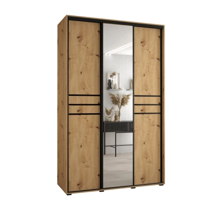 Šatní skříň YVONA 11 - 150/60 cm, dub artisan / černá