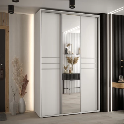 Šatní skříň YVONA 11 - 150/60 cm, bílá / stříbrná