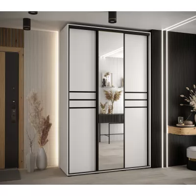 Šatní skříň YVONA 11 - 150/60 cm, bílá / černá