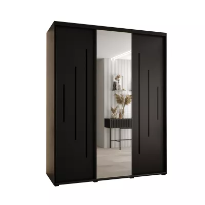 Šatní skříň YVONA 13 - 190/60 cm, černá / černá