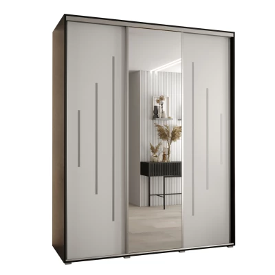 Šatní skříň YVONA 13 - 190/60 cm, černá / bílá / stříbrná