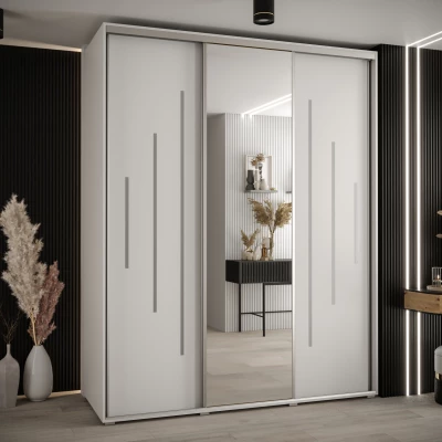 Šatní skříň YVONA 13 - 190/60 cm, bílá / stříbrná