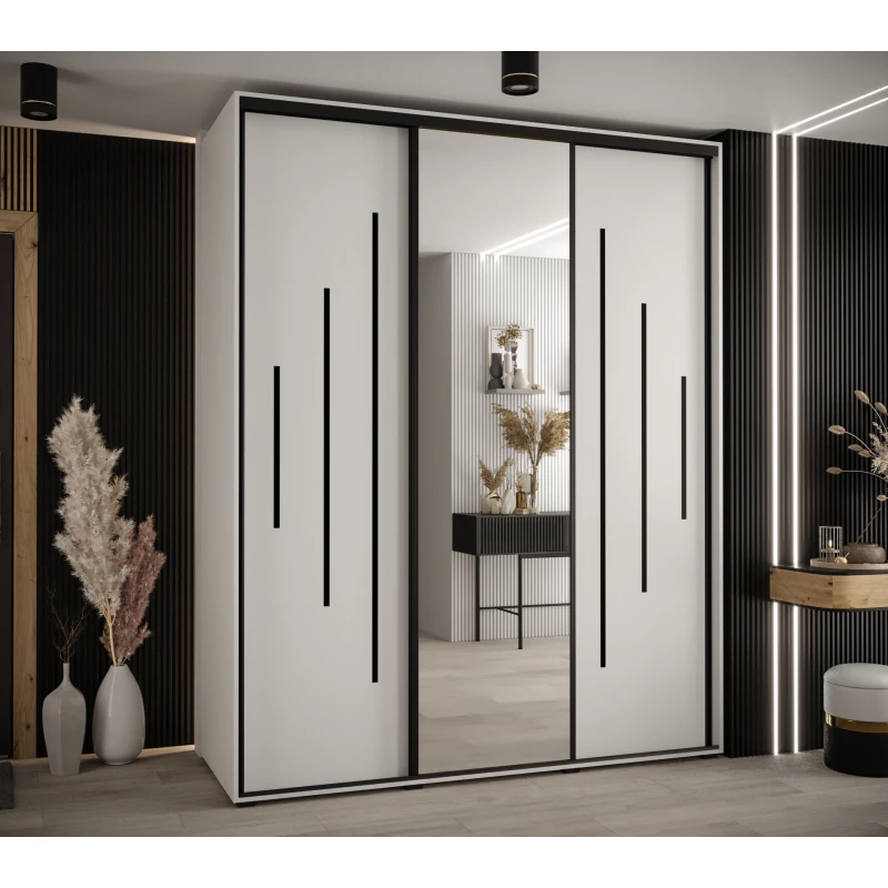 Šatní skříň YVONA 13 - 190/60 cm, bílá / černá