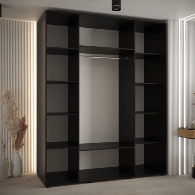 Šatní skříň YVONA 12 - 200/60 cm, černá / zlatá