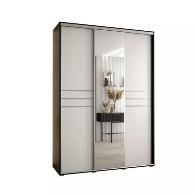 Šatní skříň YVONA 11 - 170/60 cm, černá / bílá / stříbrná