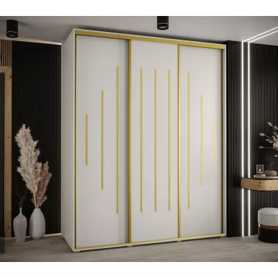 Šatní skříň YVONA 12 - 200/60 cm, bílá / zlatá