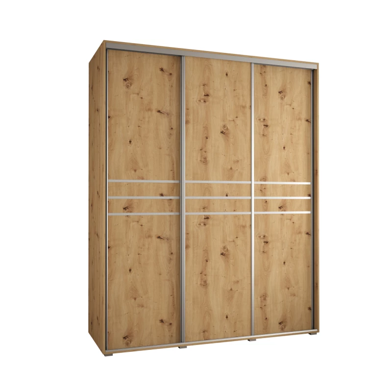 Šatní skříň YVONA 12 - 200/60 cm, dub artisan / stříbrná