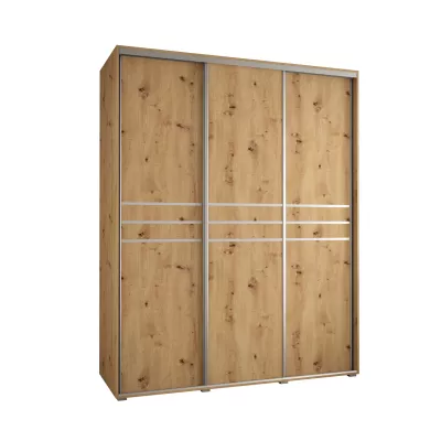 Šatní skříň YVONA 12 - 200/60 cm, dub artisan / stříbrná