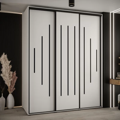 Šatní skříň YVONA 12 - 190/60 cm, bílá / černá