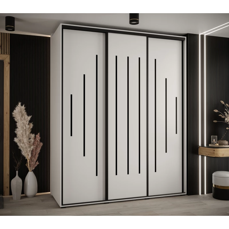 Šatní skříň YVONA 12 - 190/60 cm, bílá / černá