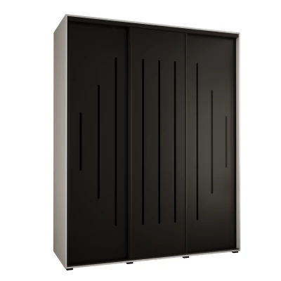 Šatní skříň YVONA 12 - 190/60 cm, bílá / černá / černá