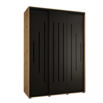 Šatní skříň YVONA 12 - 180/60 cm, dub artisan / černá / černá
