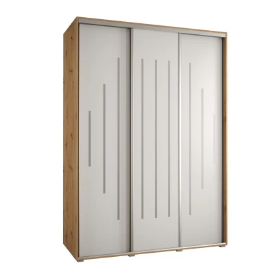 Šatní skříň YVONA 12 - 180/60 cm, dub artisan / bílá / stříbrná