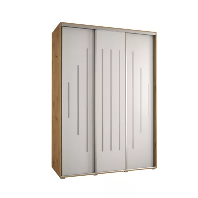 Šatní skříň YVONA 12 - 180/60 cm, dub artisan / bílá / stříbrná