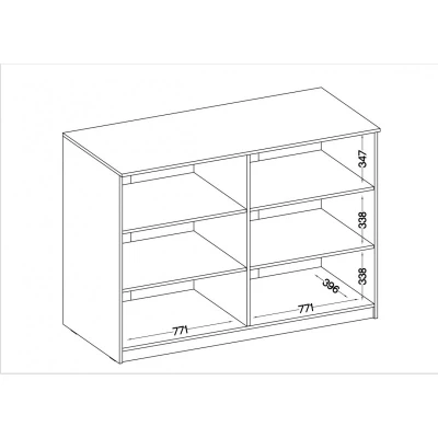 Vysoká skříňka s regálem MABAKA - šedá / dub artisan