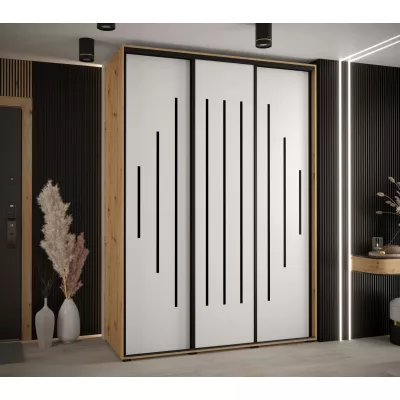 Šatní skříň YVONA 12 - 170/60 cm, dub artisan / bílá / černá